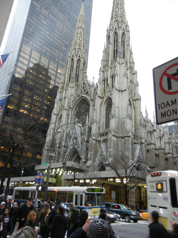 It's odd to see how the old, like St. Patrick's Cathedral, is smooshed right between the new.