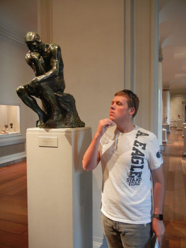 Daniel is trying to look thoughtful