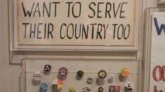 Protest sign and buttons
