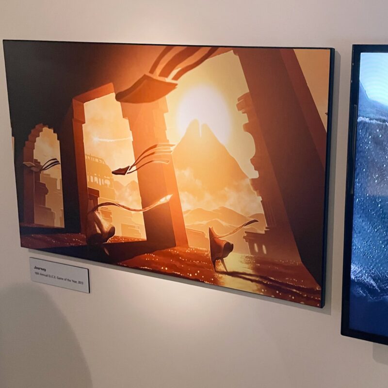 A print of a scene in the video game Journey
