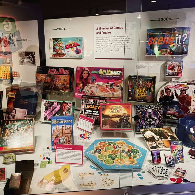 A display of board games from the 1990s and 2000s