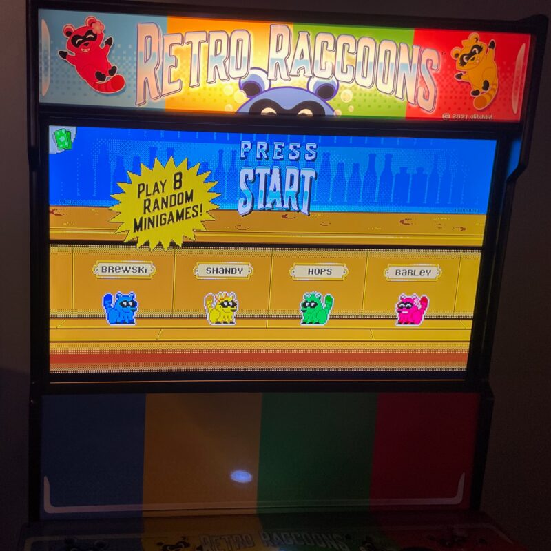 An interactive display of the game Retro Raccoons