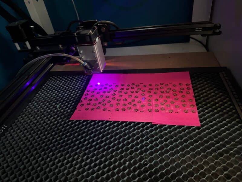 wood covered in paper for laser burning